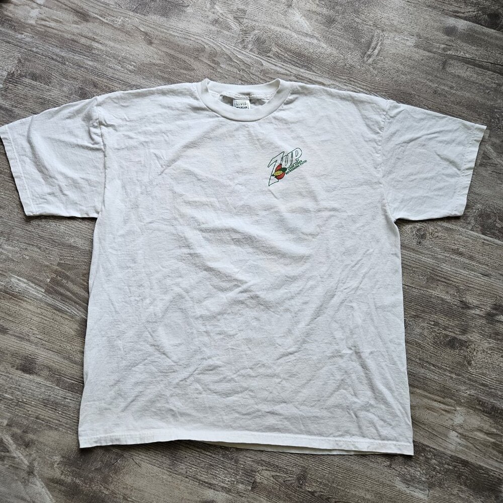 Vintage 7Up Graphic T-Shirt Crisp Clear Refreshing Taste White Size XL 90s Style - Picture 5 of 12